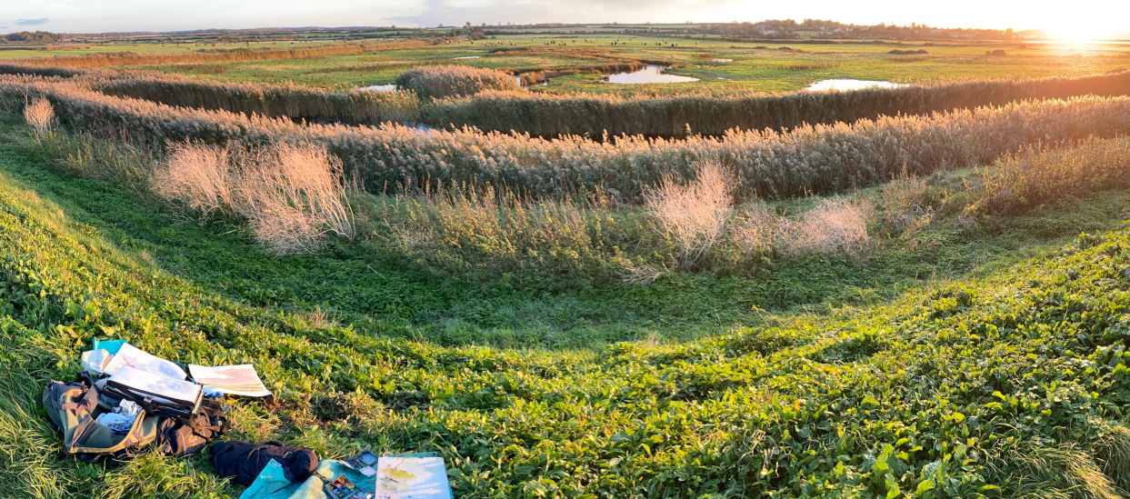 On  the sea wall at Burnham Overy Staithe, Norfolk.  November 2021